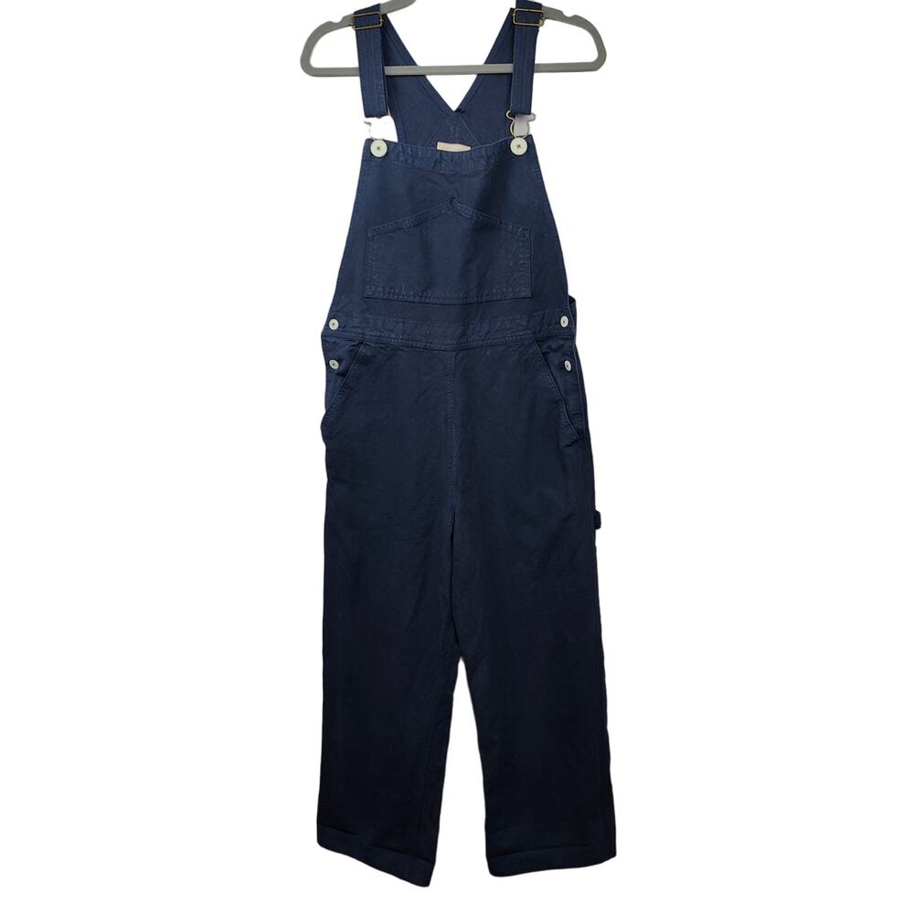 Jesse Kamm The Overalls Womens Small Navy Blue Organic Cotton Workwear Wide Leg